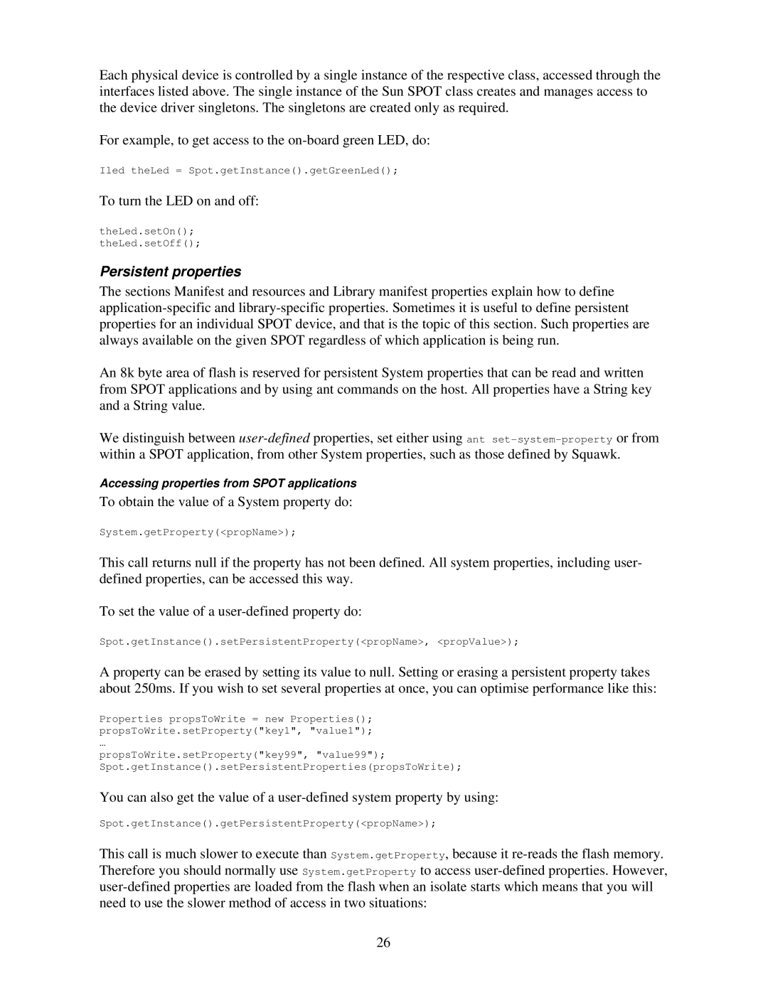 Sun Microsystems V2.0 manual Persistent properties 