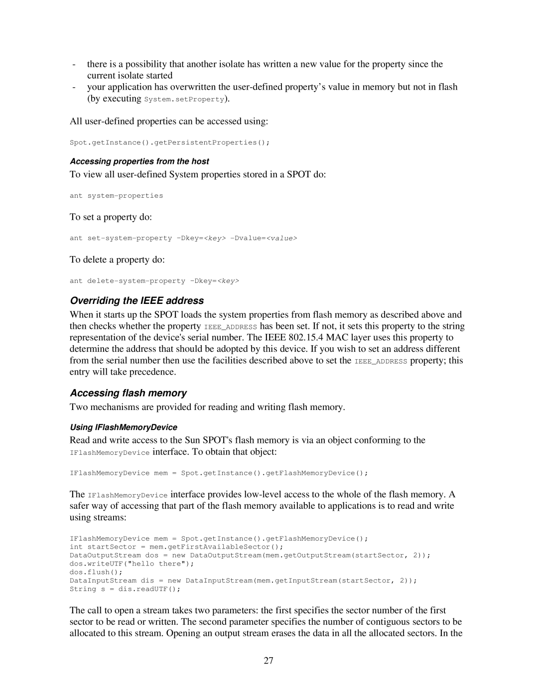 Sun Microsystems V2.0 manual Overriding the Ieee address, Accessing flash memory 