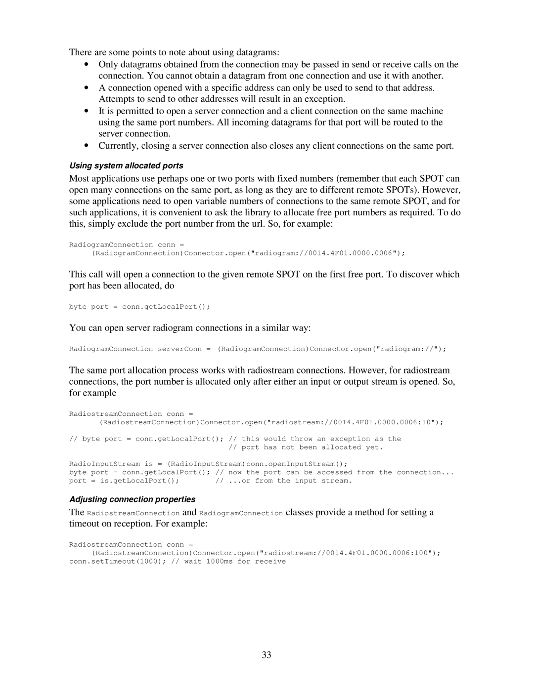 Sun Microsystems V2.0 manual You can open server radiogram connections in a similar way 