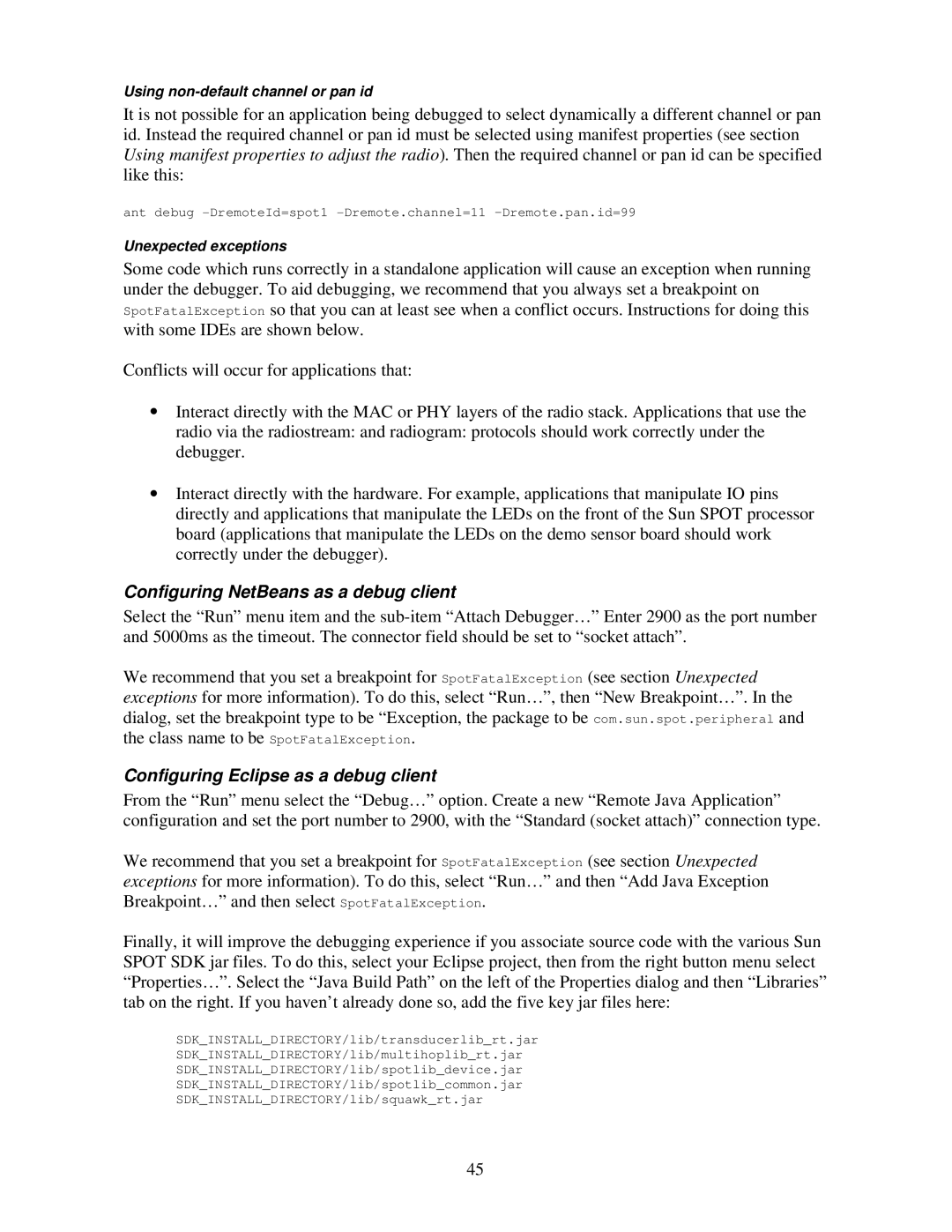 Sun Microsystems V2.0 manual Configuring NetBeans as a debug client, Configuring Eclipse as a debug client 