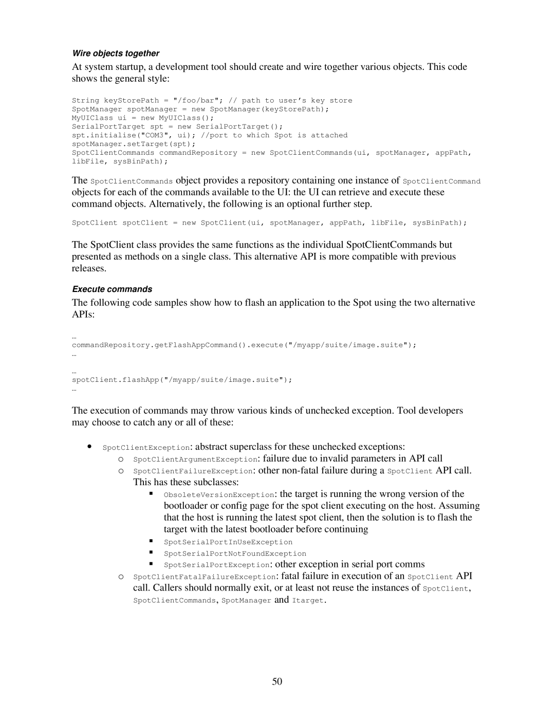 Sun Microsystems V2.0 manual SpotSerialPortException other exception in serial port comms 