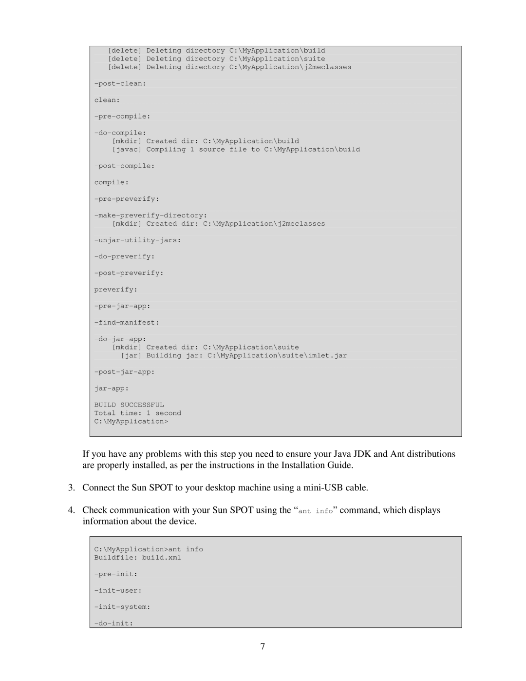 Sun Microsystems V2.0 manual Build Successful 