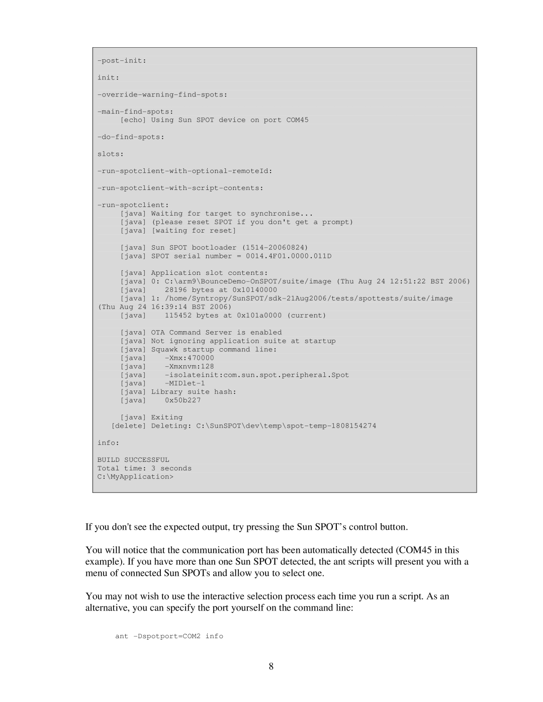 Sun Microsystems V2.0 manual Total time 3 seconds \MyApplication 