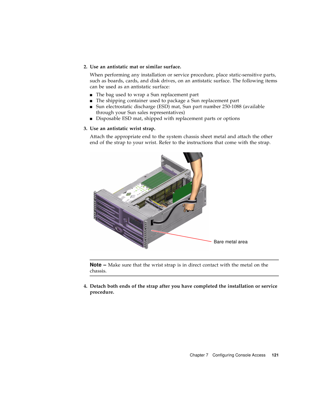 Sun Microsystems V490 manual Use an antistatic mat or similar surface, Use an antistatic wrist strap 