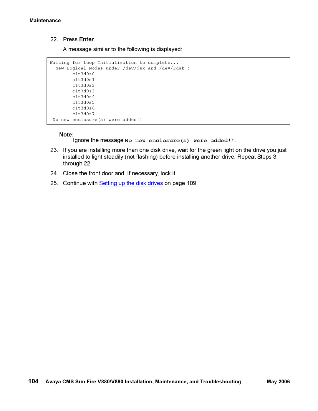 Sun Microsystems V890, V880 manual Press Enter Message similar to the following is displayed 