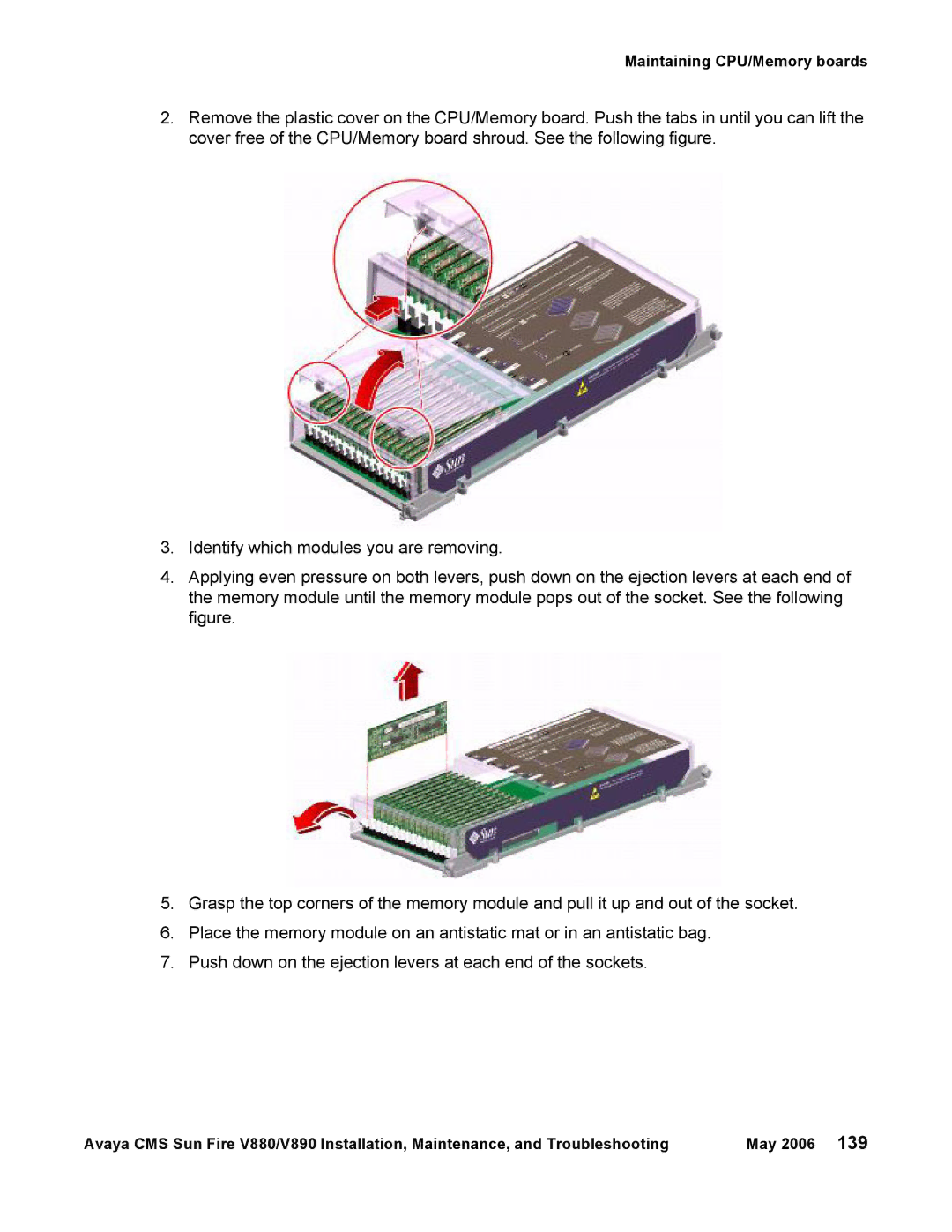 Sun Microsystems V880, V890 manual Maintaining CPU/Memory boards 