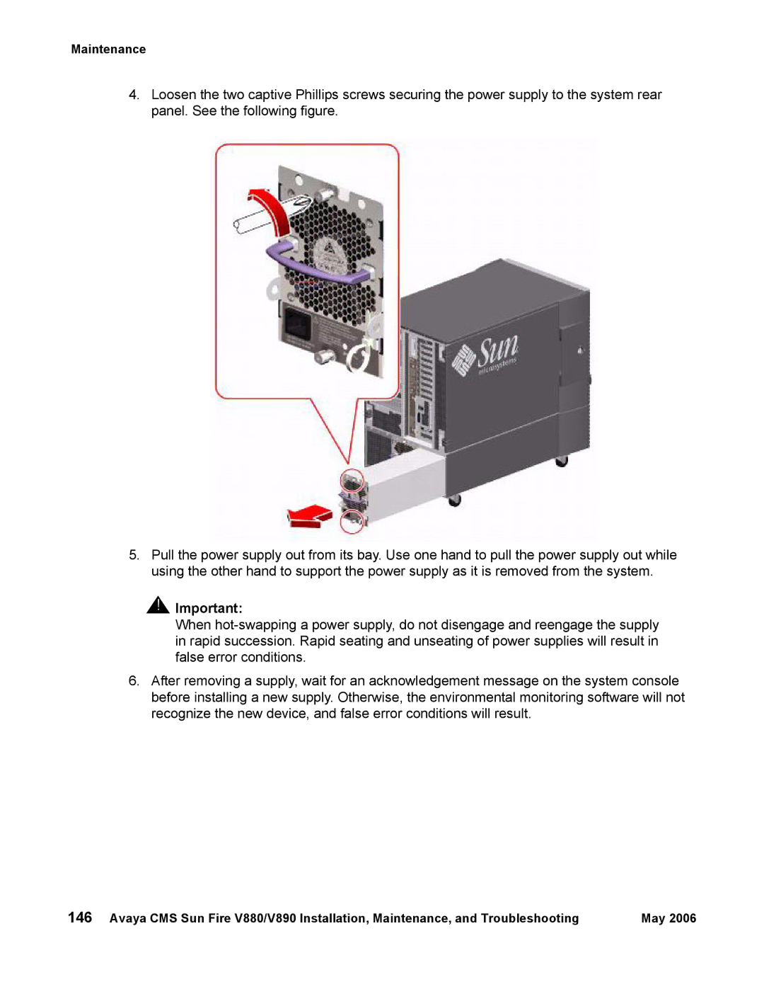 Sun Microsystems V890, V880 manual Maintenance 