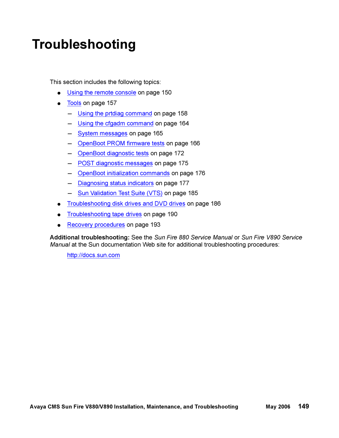 Sun Microsystems V880, V890 manual Troubleshooting, Tools on 