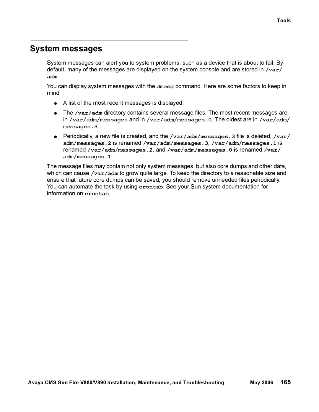 Sun Microsystems V880, V890 manual System messages 