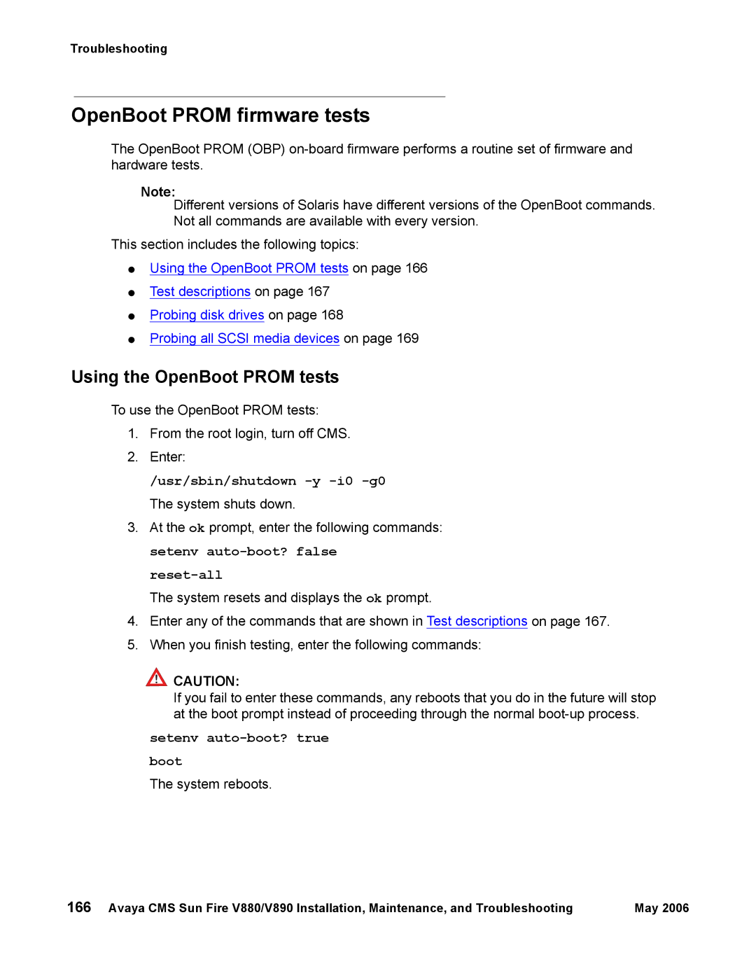 Sun Microsystems V890, V880 manual OpenBoot Prom firmware tests, Using the OpenBoot Prom tests, System reboots 