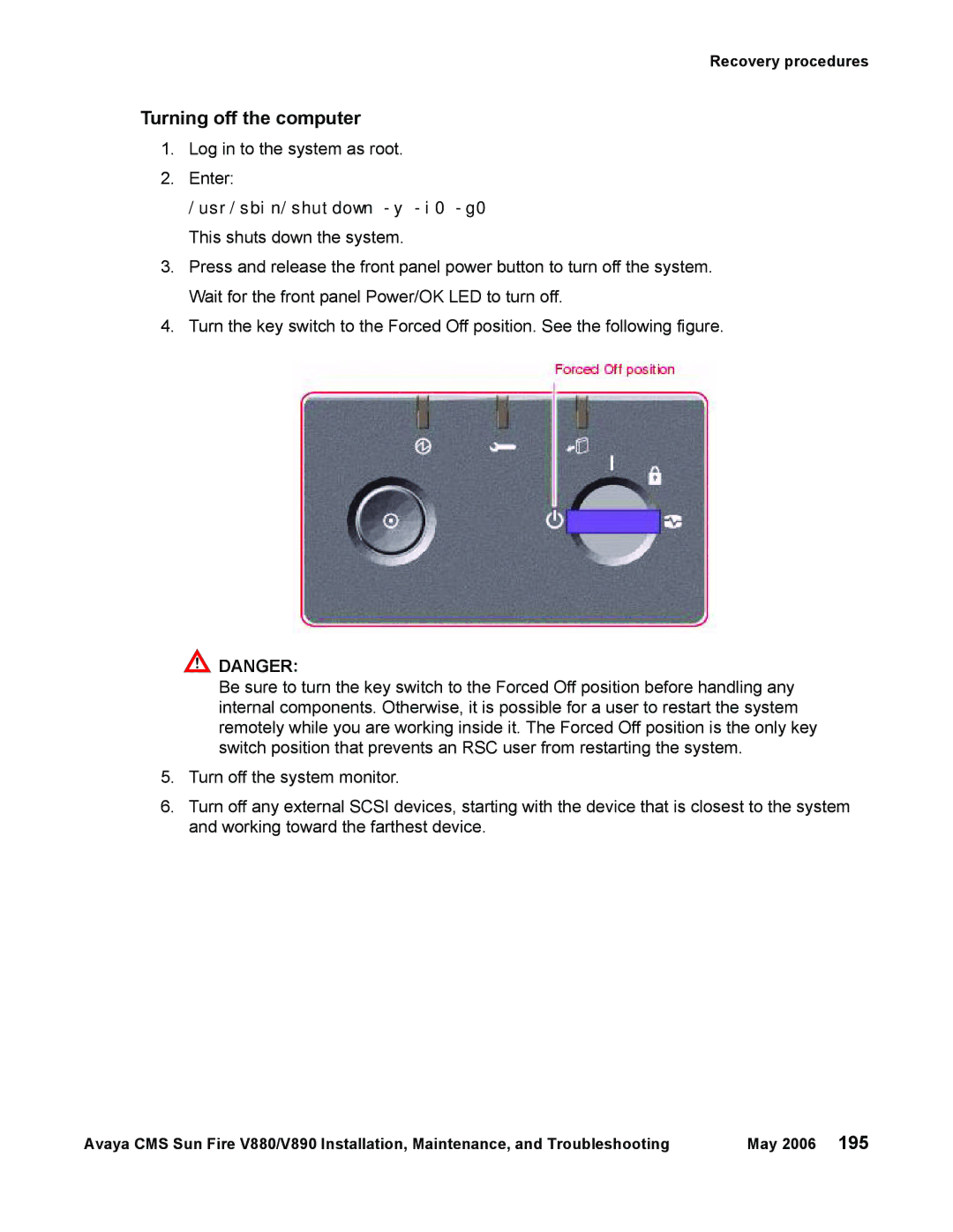 Sun Microsystems V880, V890 manual Turning off the computer 