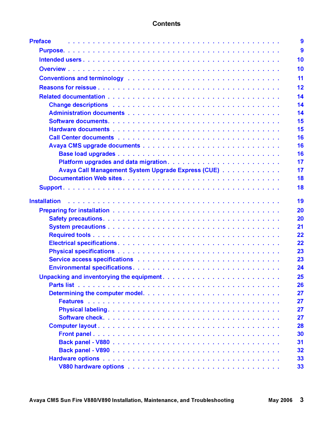 Sun Microsystems V880, V890 manual Contents 