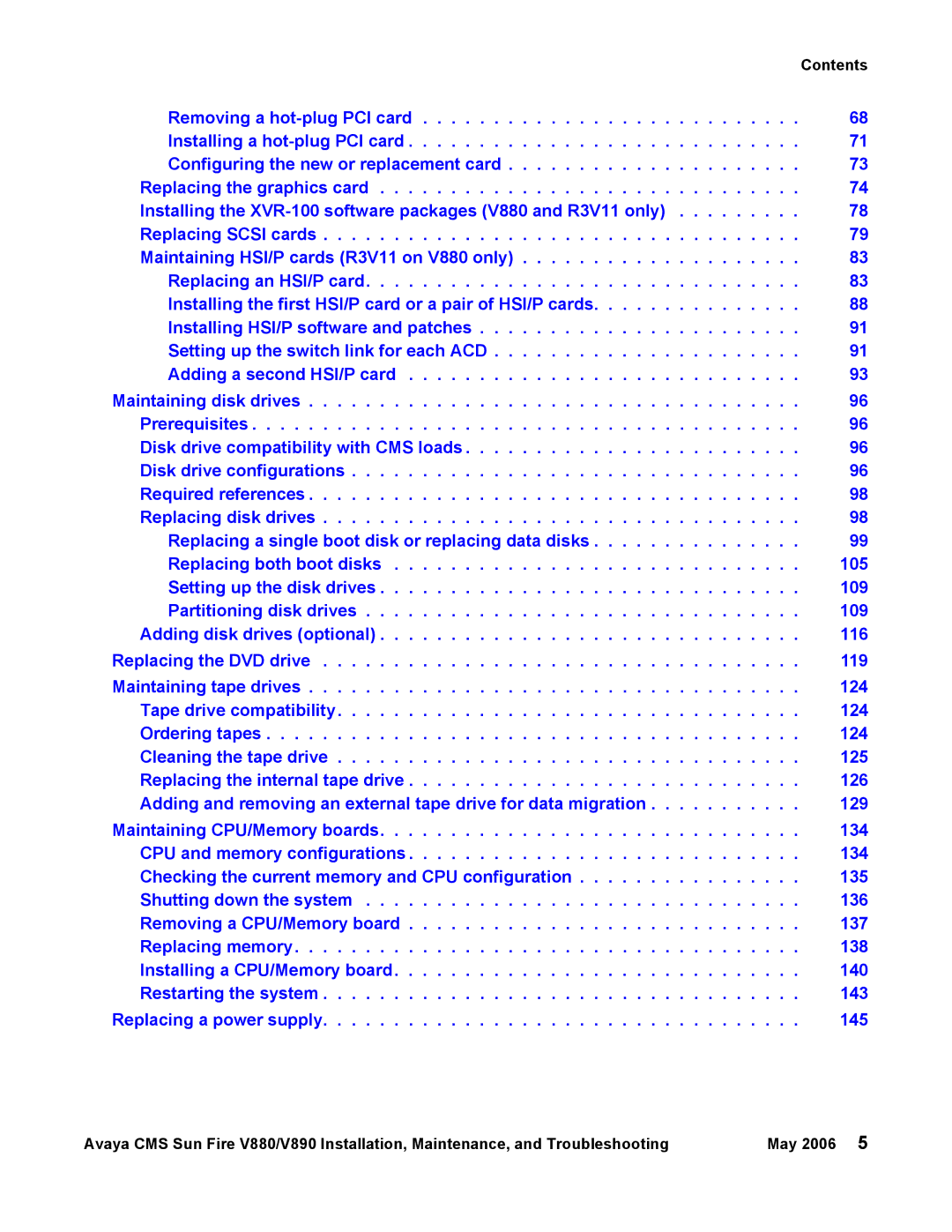 Sun Microsystems V880, V890 manual Contents 