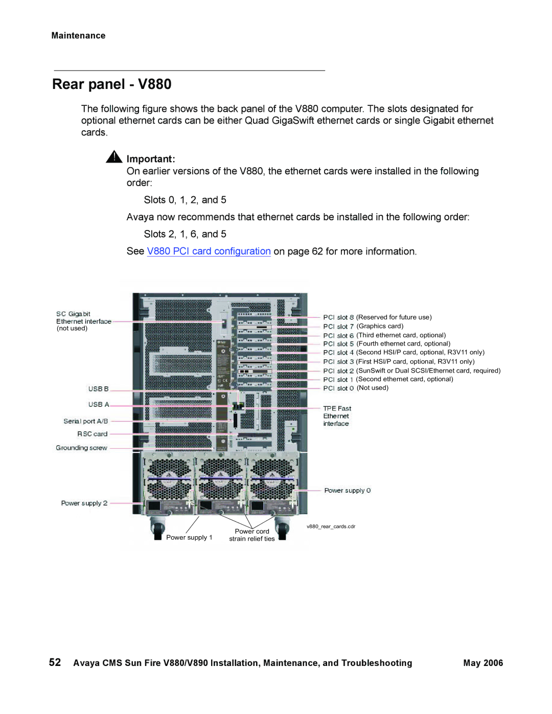 Sun Microsystems V890, V880 manual Rear panel 