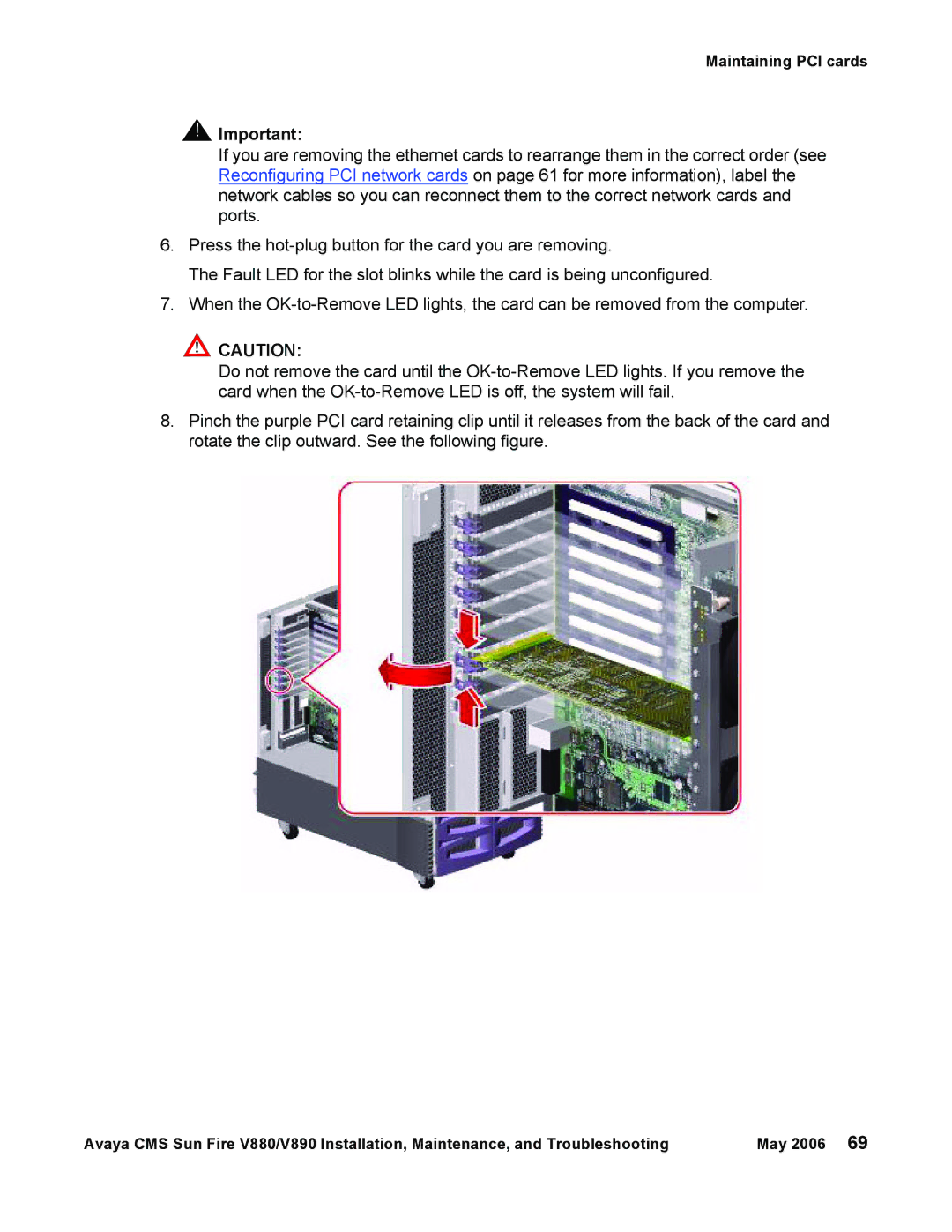 Sun Microsystems V880, V890 manual Maintaining PCI cards 