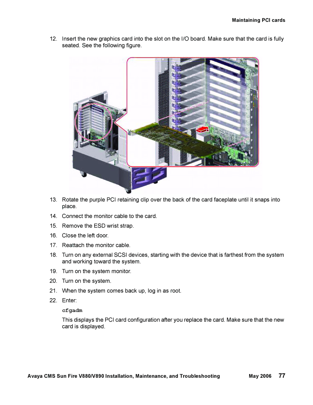 Sun Microsystems V880, V890 manual Maintaining PCI cards 