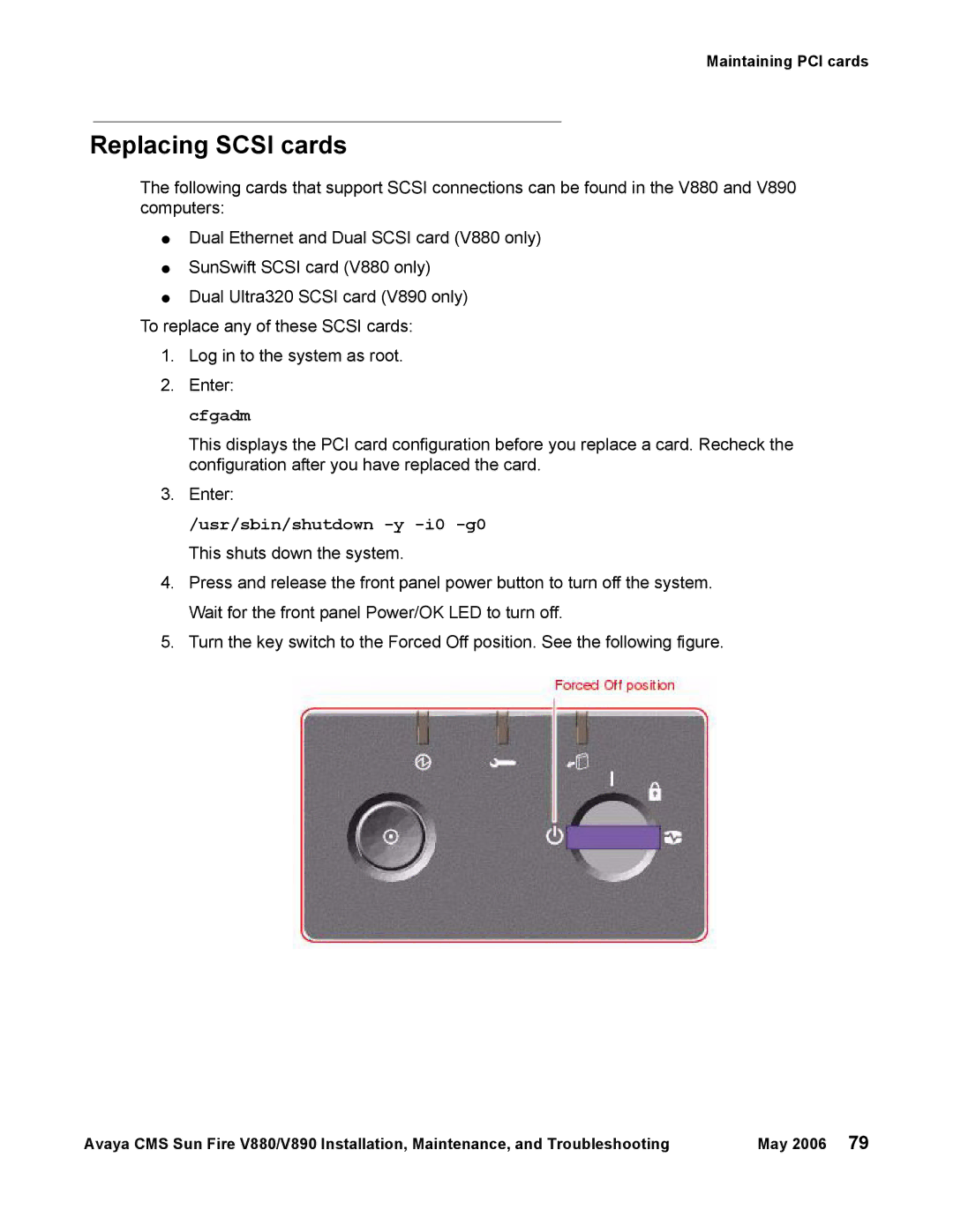 Sun Microsystems V880, V890 manual Replacing Scsi cards 