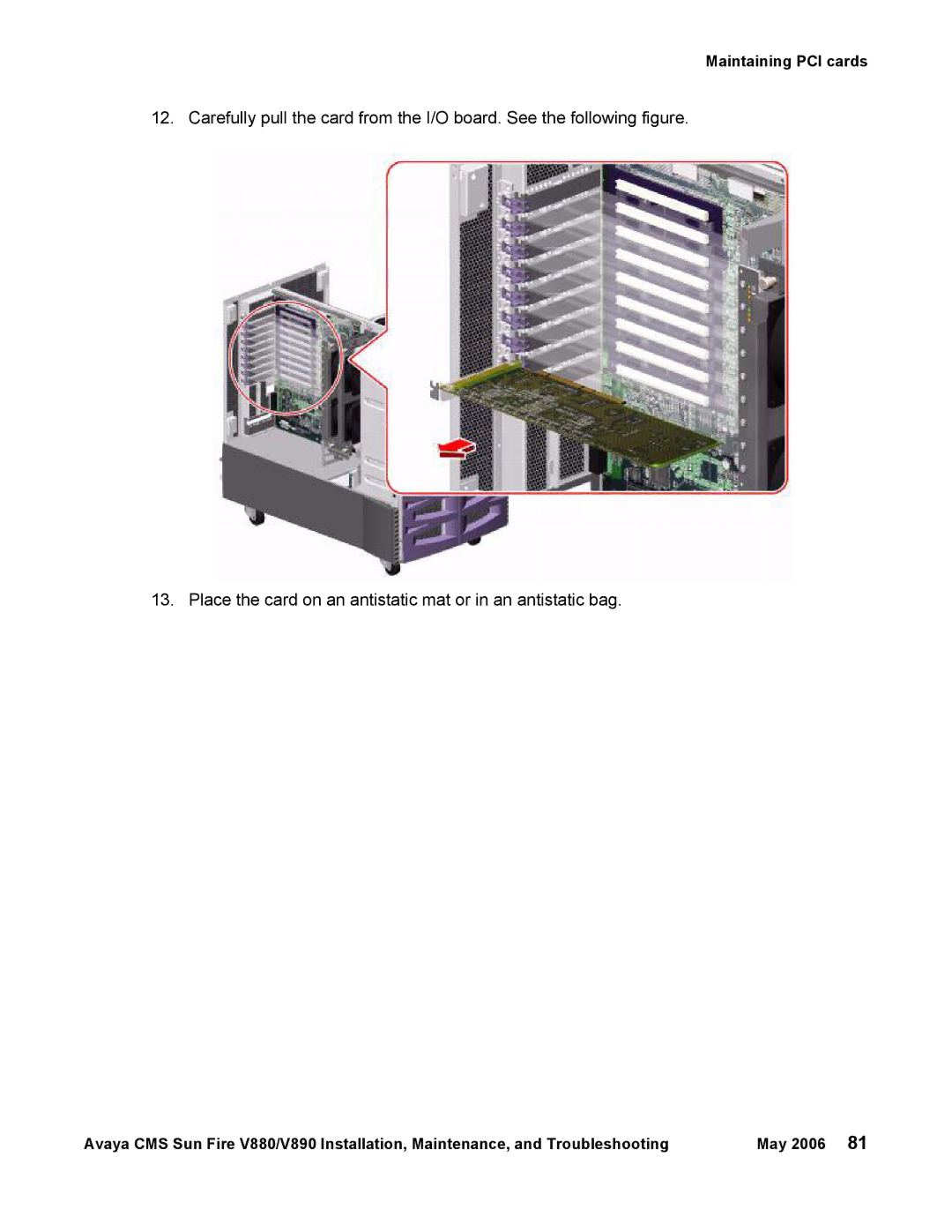 Sun Microsystems V880, V890 manual Maintaining PCI cards 