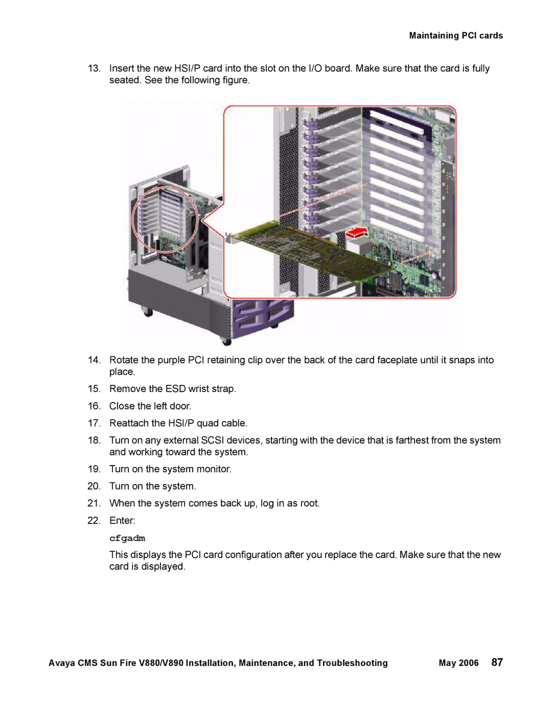 Sun Microsystems V880, V890 manual Maintaining PCI cards 