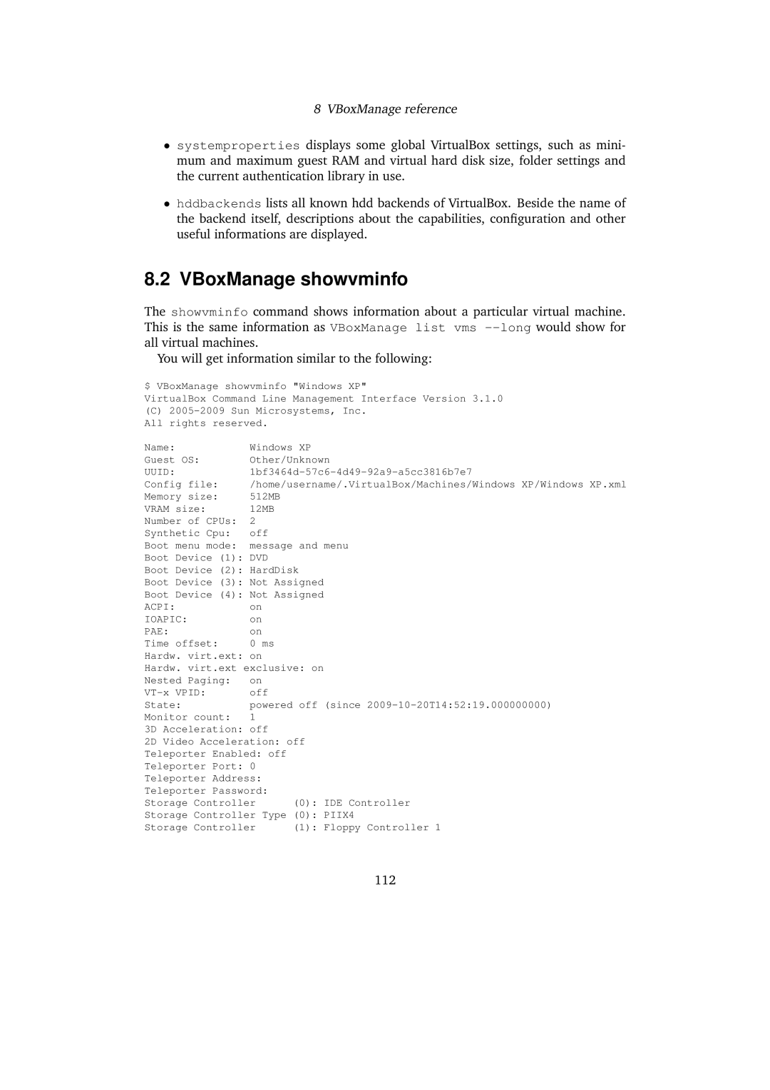 Sun Microsystems VERSION 3.1.0_BETA2 user manual VBoxManage showvminfo, Uuid 