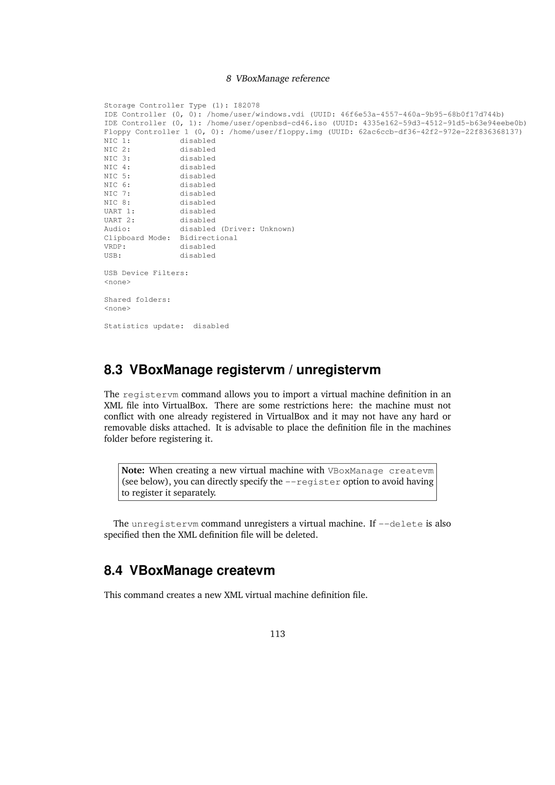 Sun Microsystems VERSION 3.1.0_BETA2 user manual VBoxManage registervm / unregistervm, VBoxManage createvm 