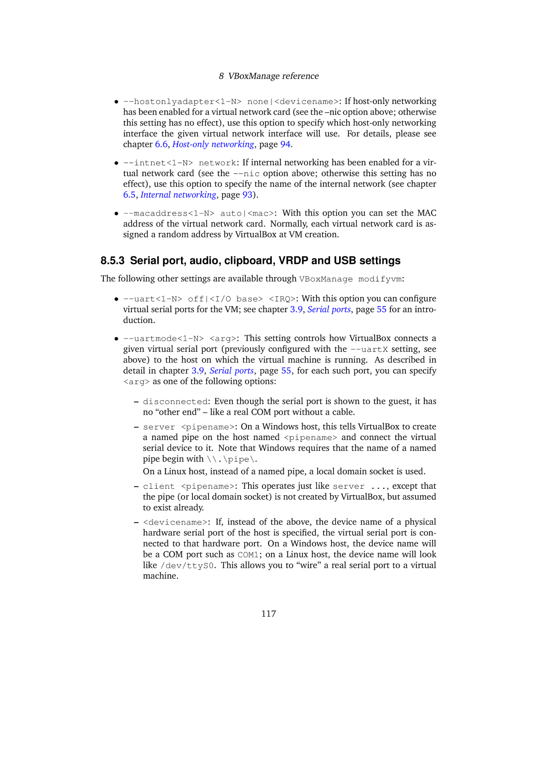 Sun Microsystems VERSION 3.1.0_BETA2 user manual Serial port, audio, clipboard, Vrdp and USB settings 