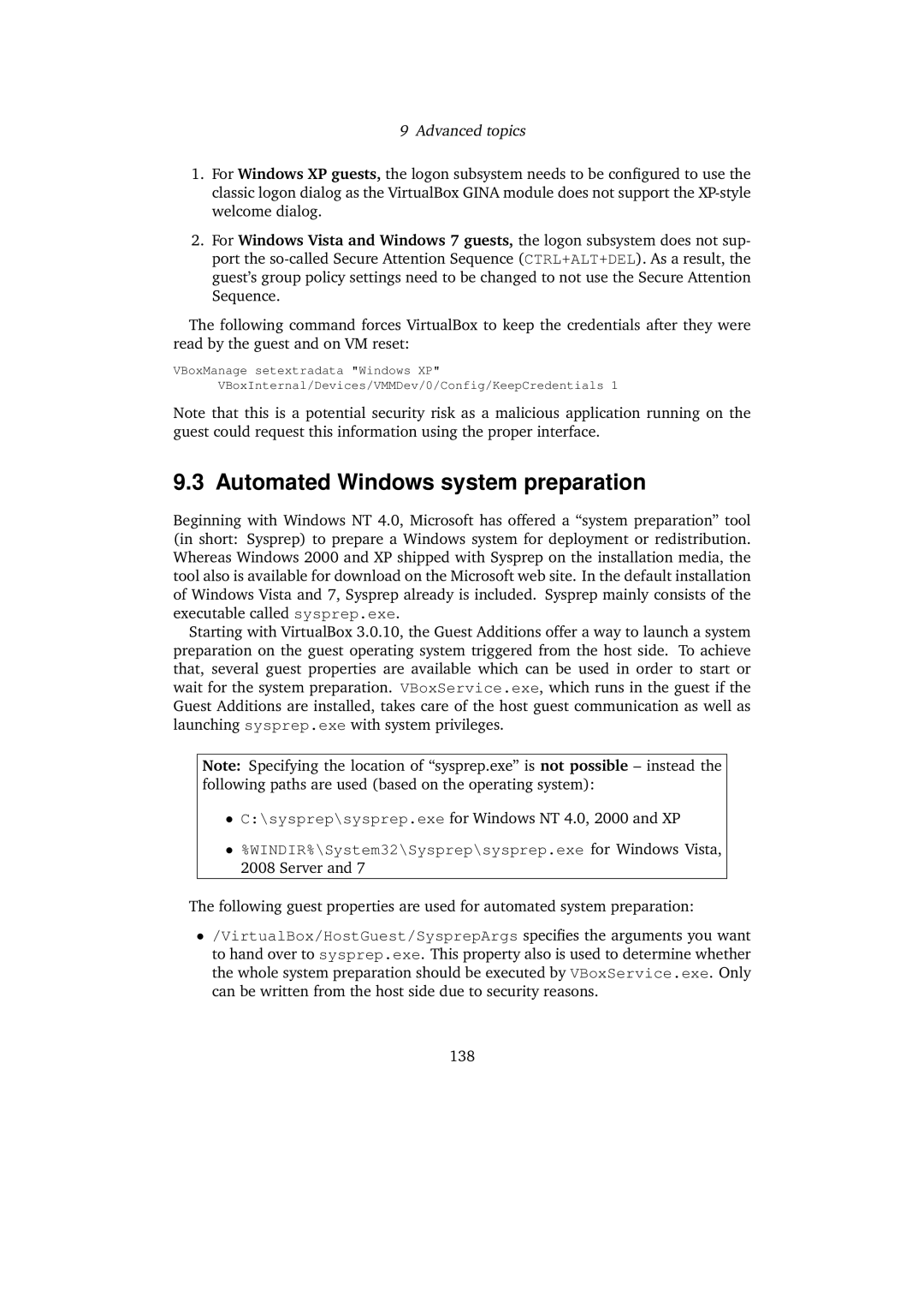 Sun Microsystems VERSION 3.1.0_BETA2 user manual Automated Windows system preparation 