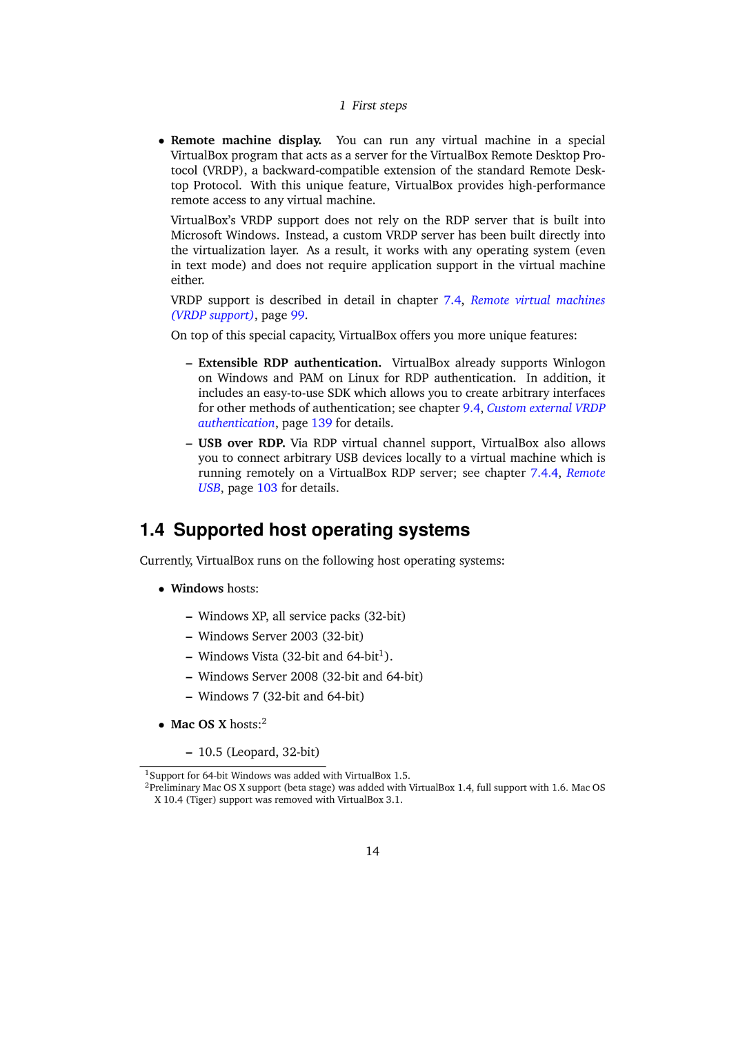 Sun Microsystems VERSION 3.1.0_BETA2 user manual Supported host operating systems, Windows hosts, Mac OS X hosts2 