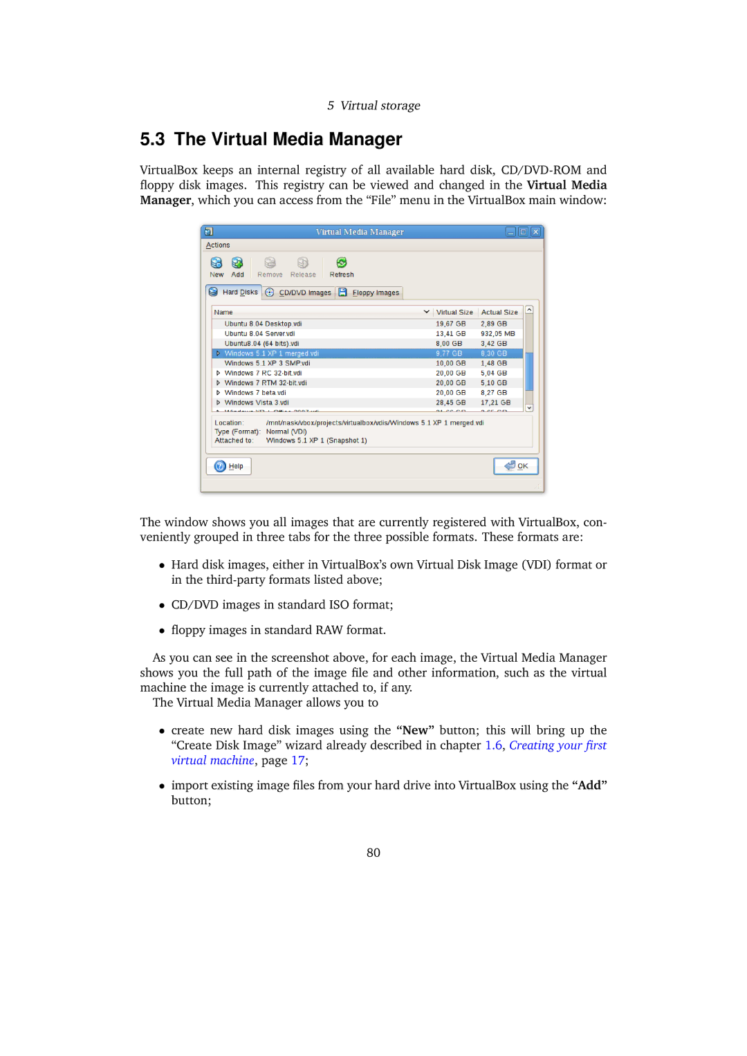 Sun Microsystems VERSION 3.1.0_BETA2 user manual Virtual Media Manager 