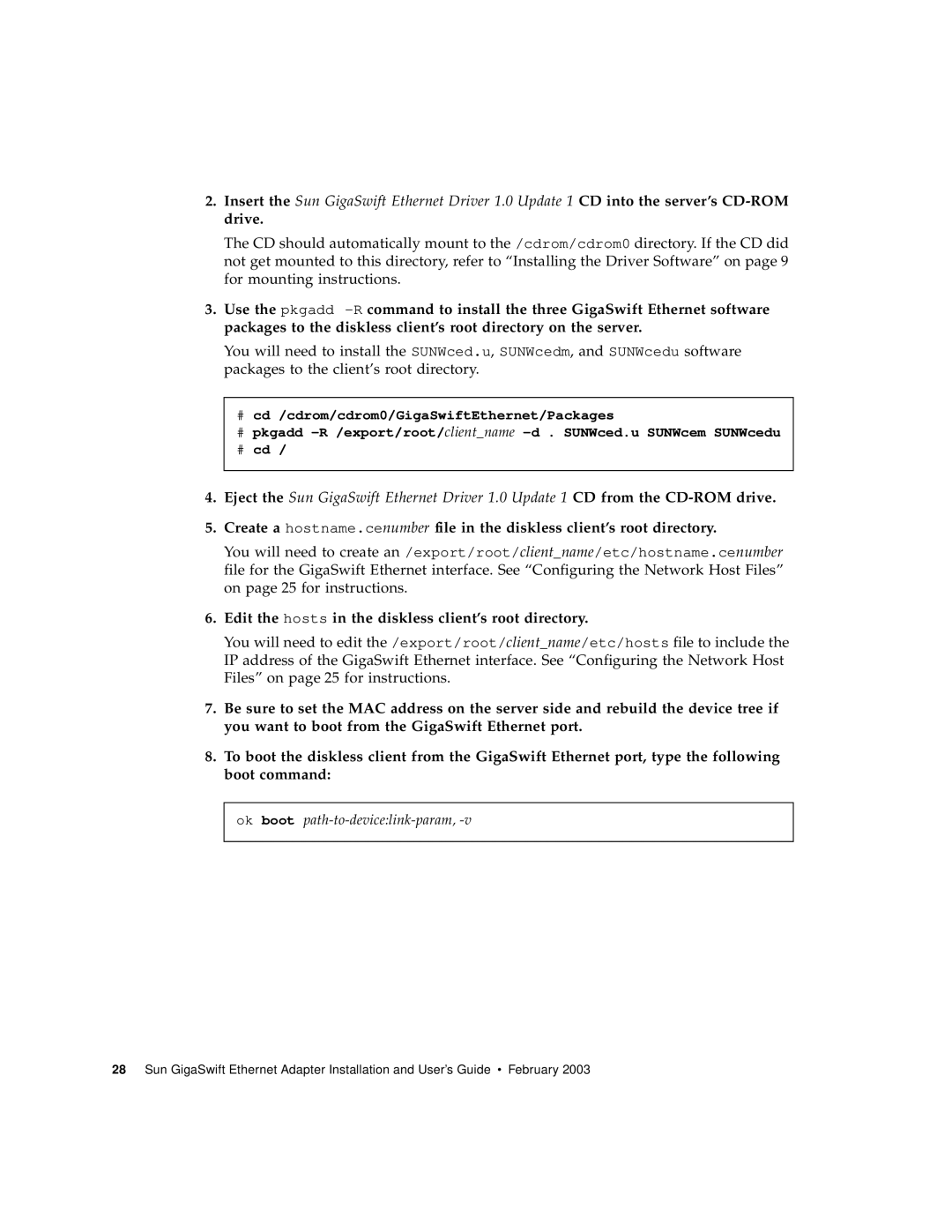 Sun Microsystems X1150A manual Edit the hosts in the diskless client’s root directory 