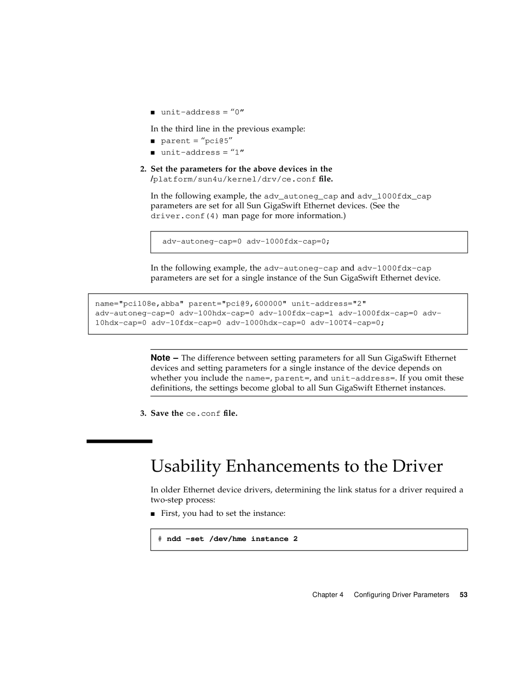 Sun Microsystems X1150A Usability Enhancements to the Driver, Third line in the previous example, Save the ce.conf file 