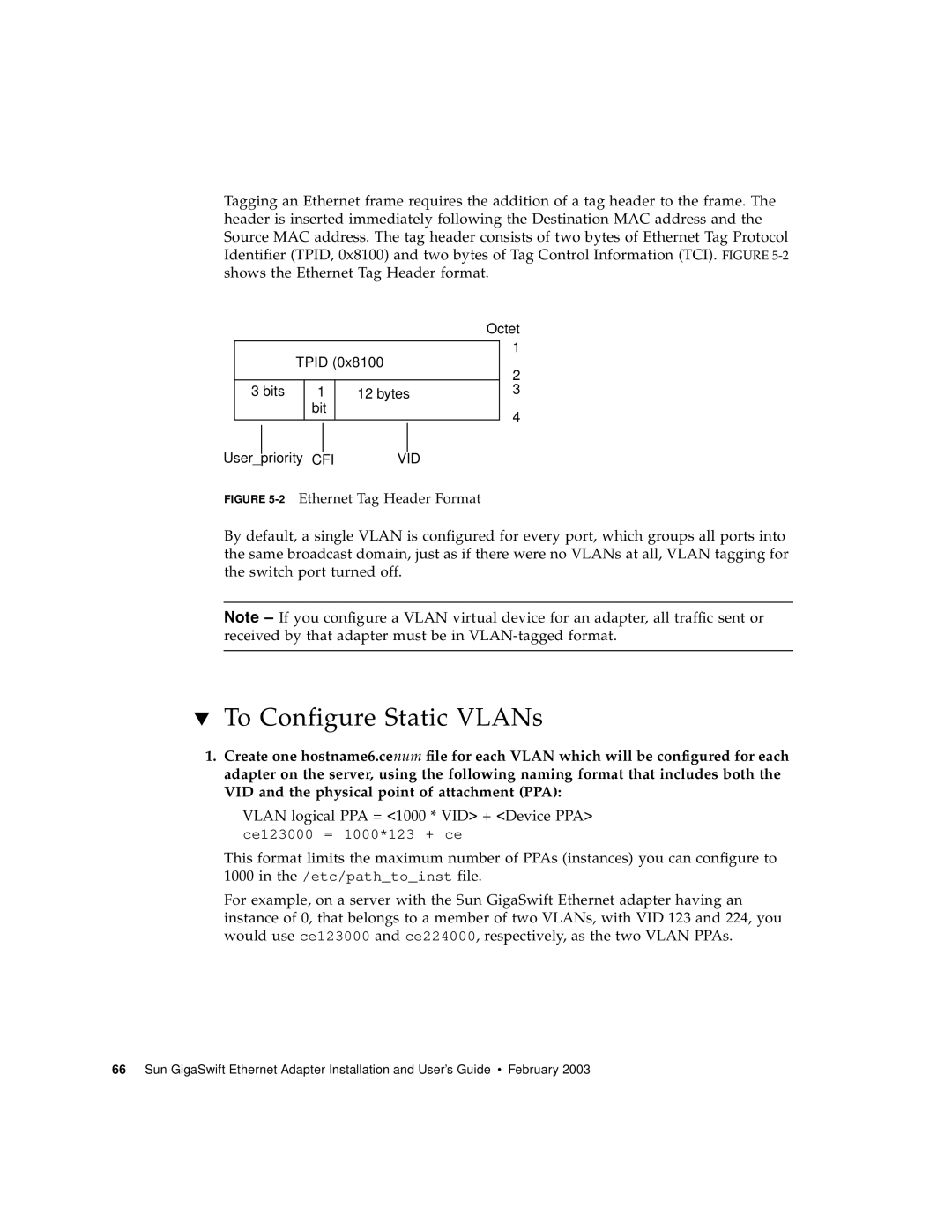 Sun Microsystems X1150A manual To Configure Static VLANs, Vlan logical PPA = 1000 * VID + Device PPA 