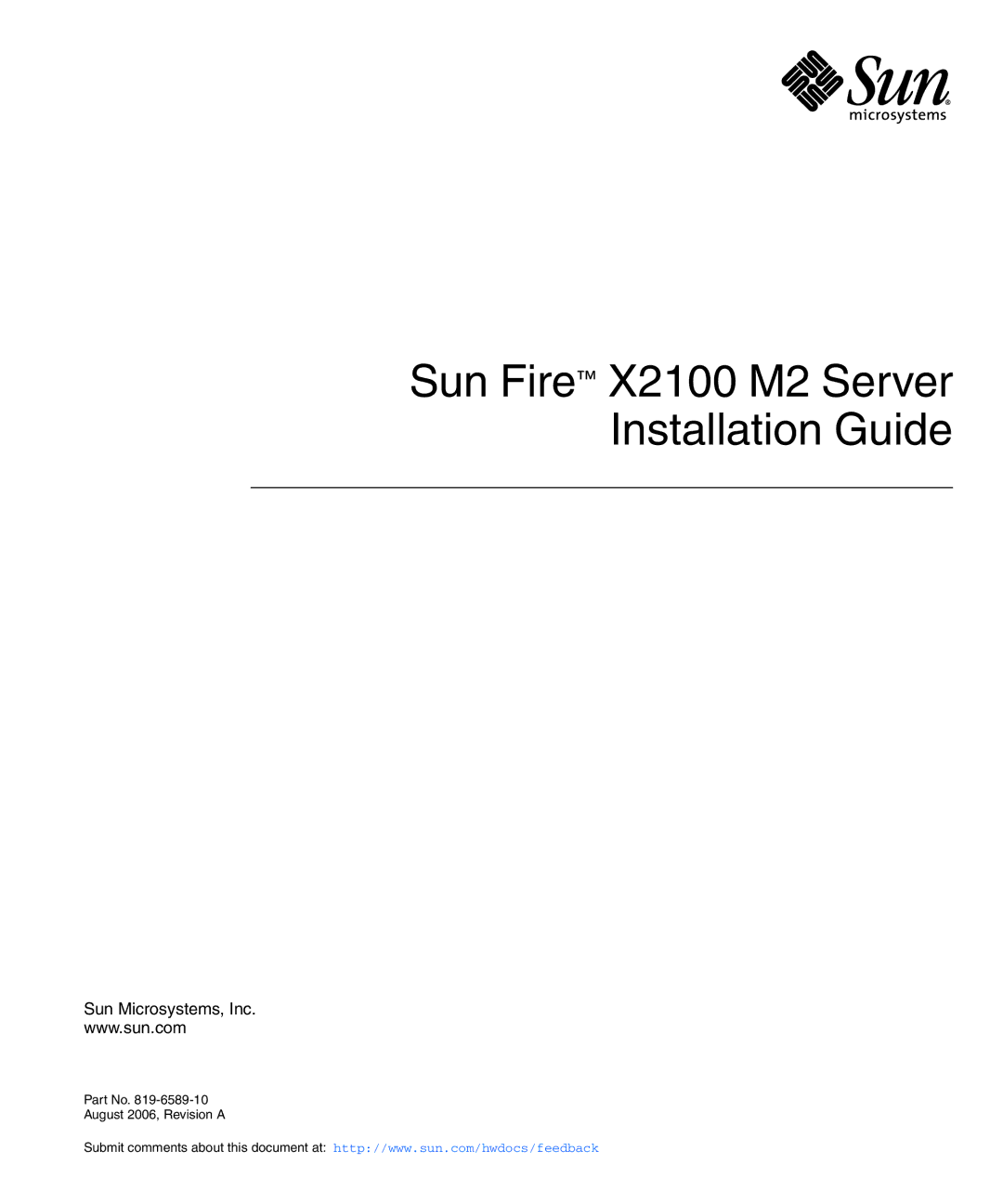 Sun Microsystems manual Sun Fire X2100 M2 Server Installation Guide 