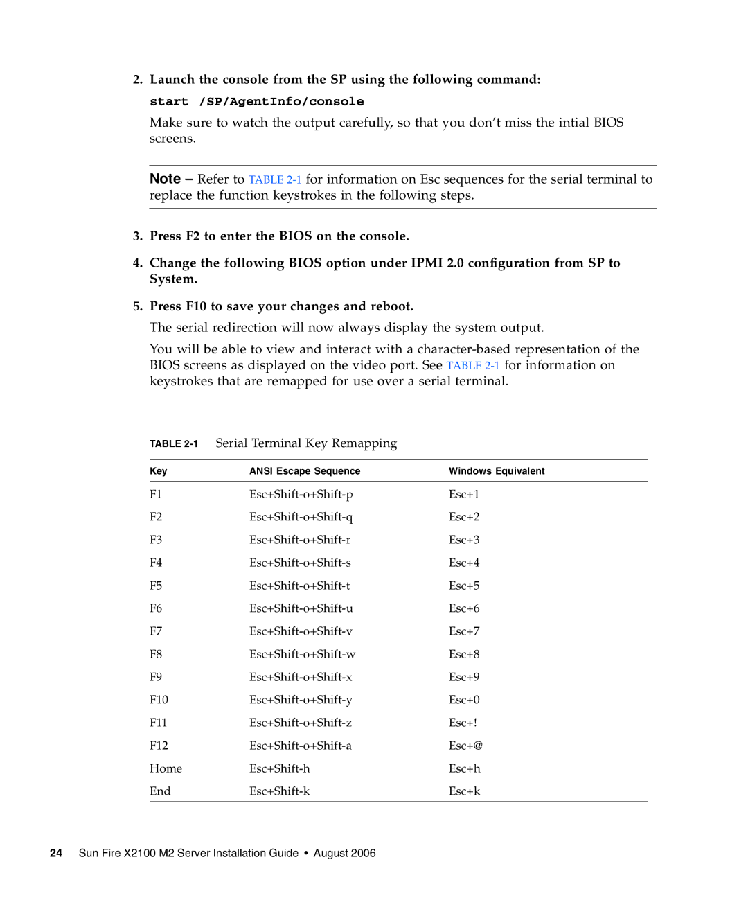 Sun Microsystems X2100 M2 manual 1Serial Terminal Key Remapping 