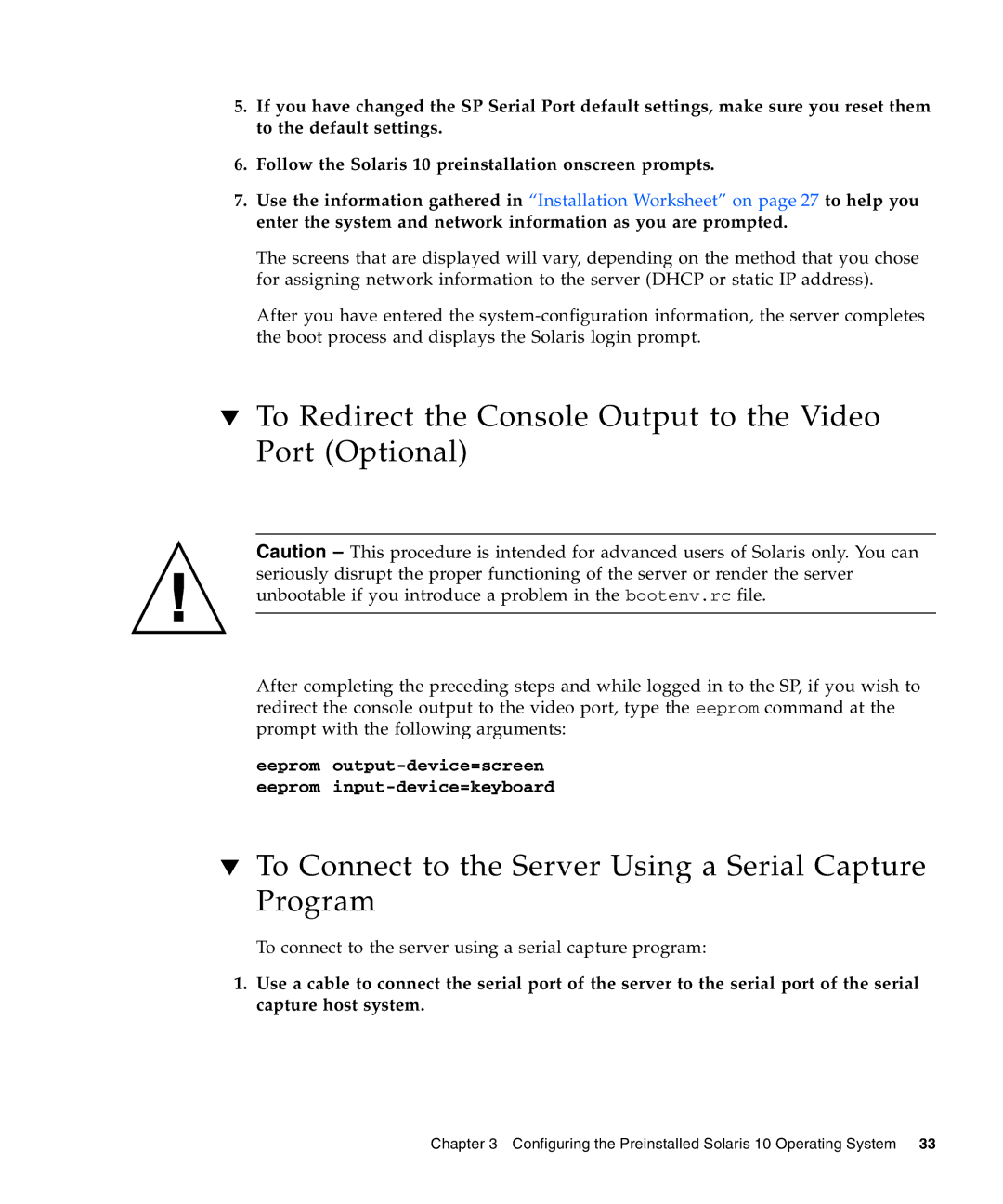 Sun Microsystems X2100 M2 manual To Redirect the Console Output to the Video Port Optional 