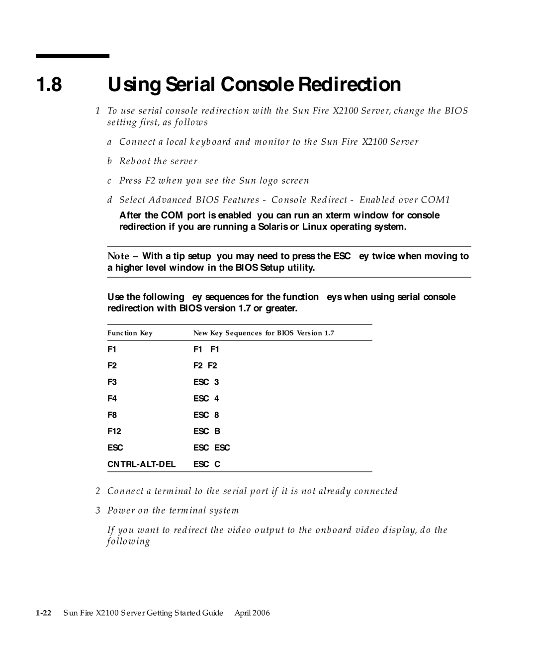 Sun Microsystems X2100 manual Using Serial Console Redirection 