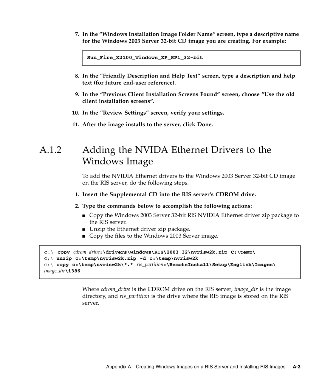 Sun Microsystems X2100 manual Adding the Nvida Ethernet Drivers to the Windows Image 