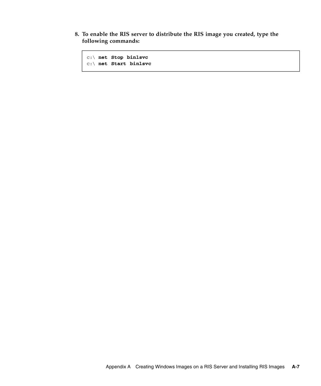 Sun Microsystems X2100 manual net Stop binlsvc c\ net Start binlsvc 