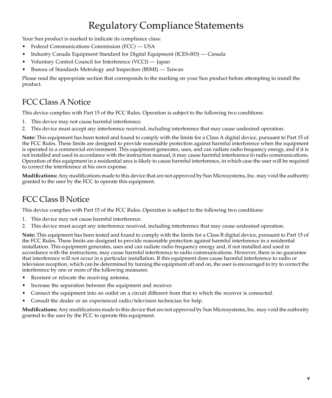 Sun Microsystems X2270 manual FCC Class a Notice, FCC Class B Notice 