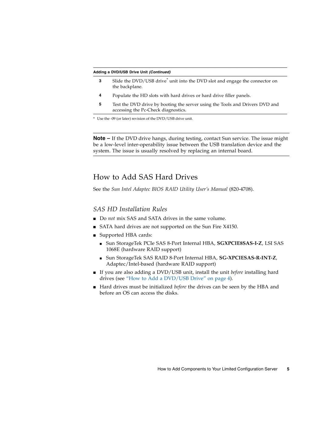 Sun Microsystems X4150 manual How to Add SAS Hard Drives, SAS HD Installation Rules 