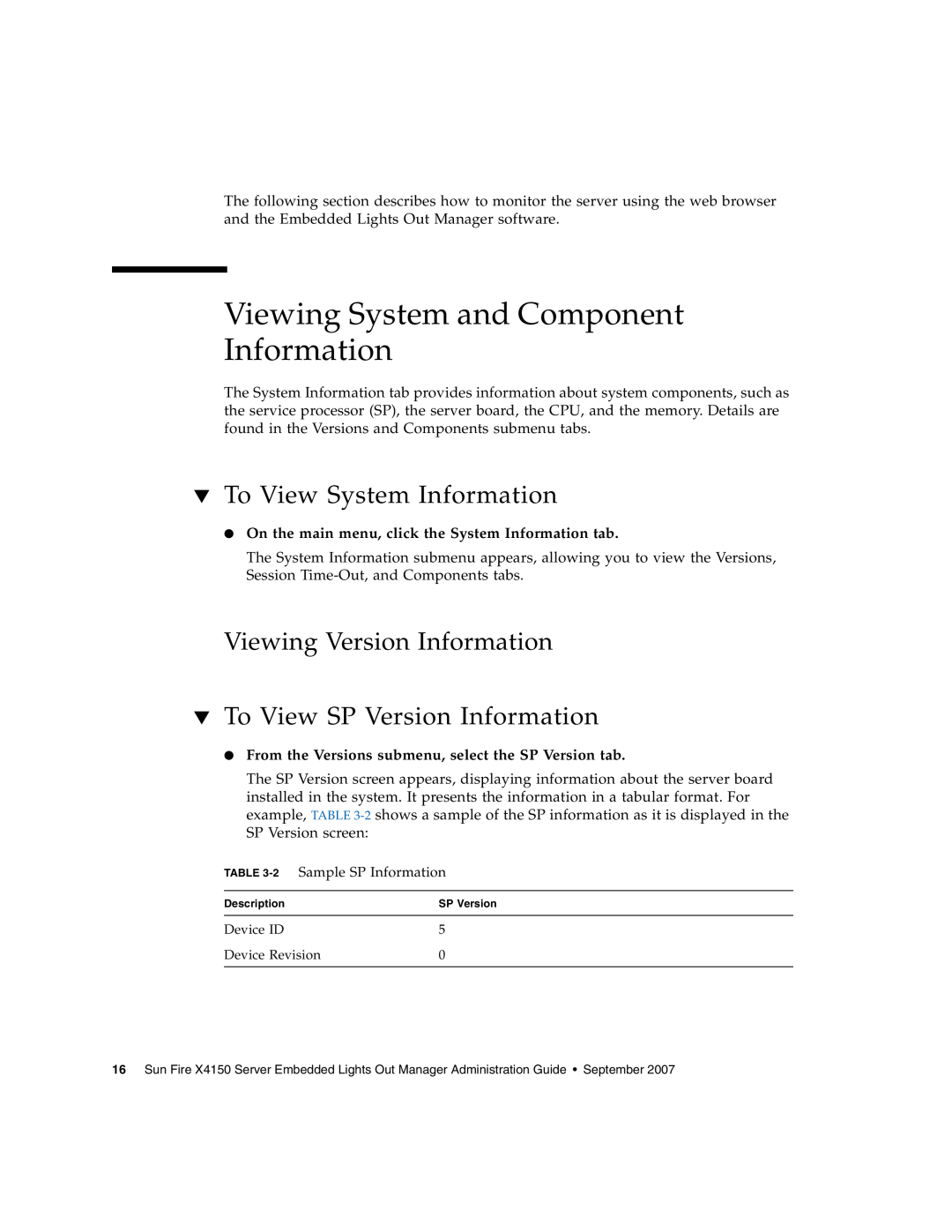 Sun Microsystems X4150 manual Viewing System and Component Information, To View System Information 