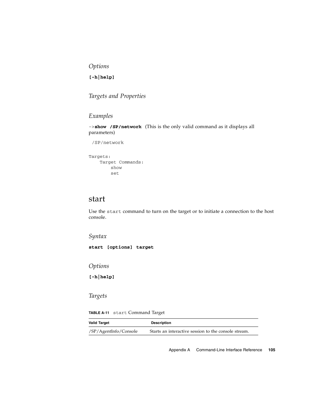 Sun Microsystems X4150 manual Start Command Target 