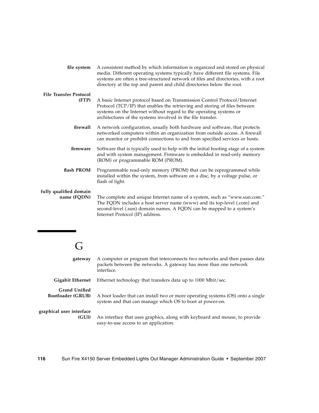 Sun Microsystems X4150 manual File Transfer Protocol, Fully qualified domain, Grand Unified, Graphical user interface 