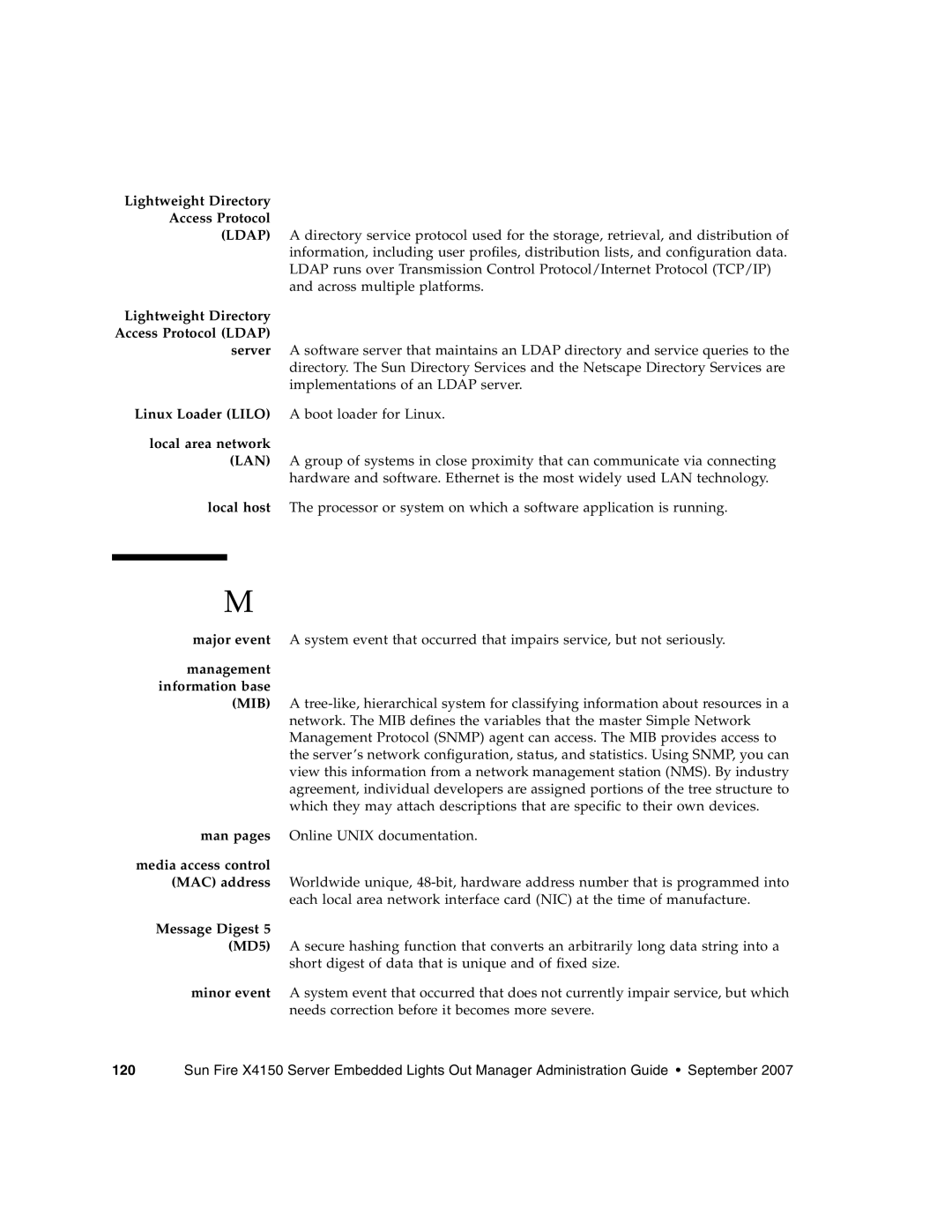 Sun Microsystems X4150 Lightweight Directory Access Protocol Ldap, Local area network, Management information base 