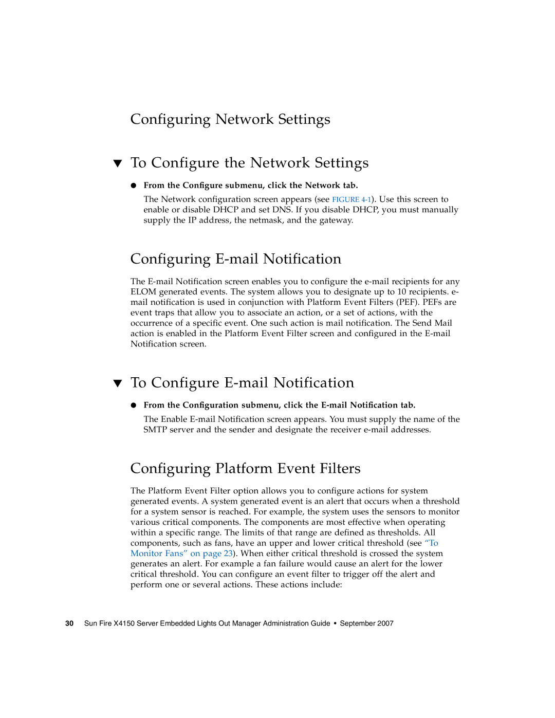 Sun Microsystems X4150 manual Configuring E-mail Notification, To Configure E-mail Notification 