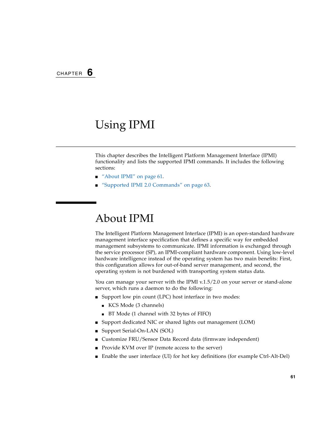 Sun Microsystems X4150 manual Using Ipmi, About Ipmi 