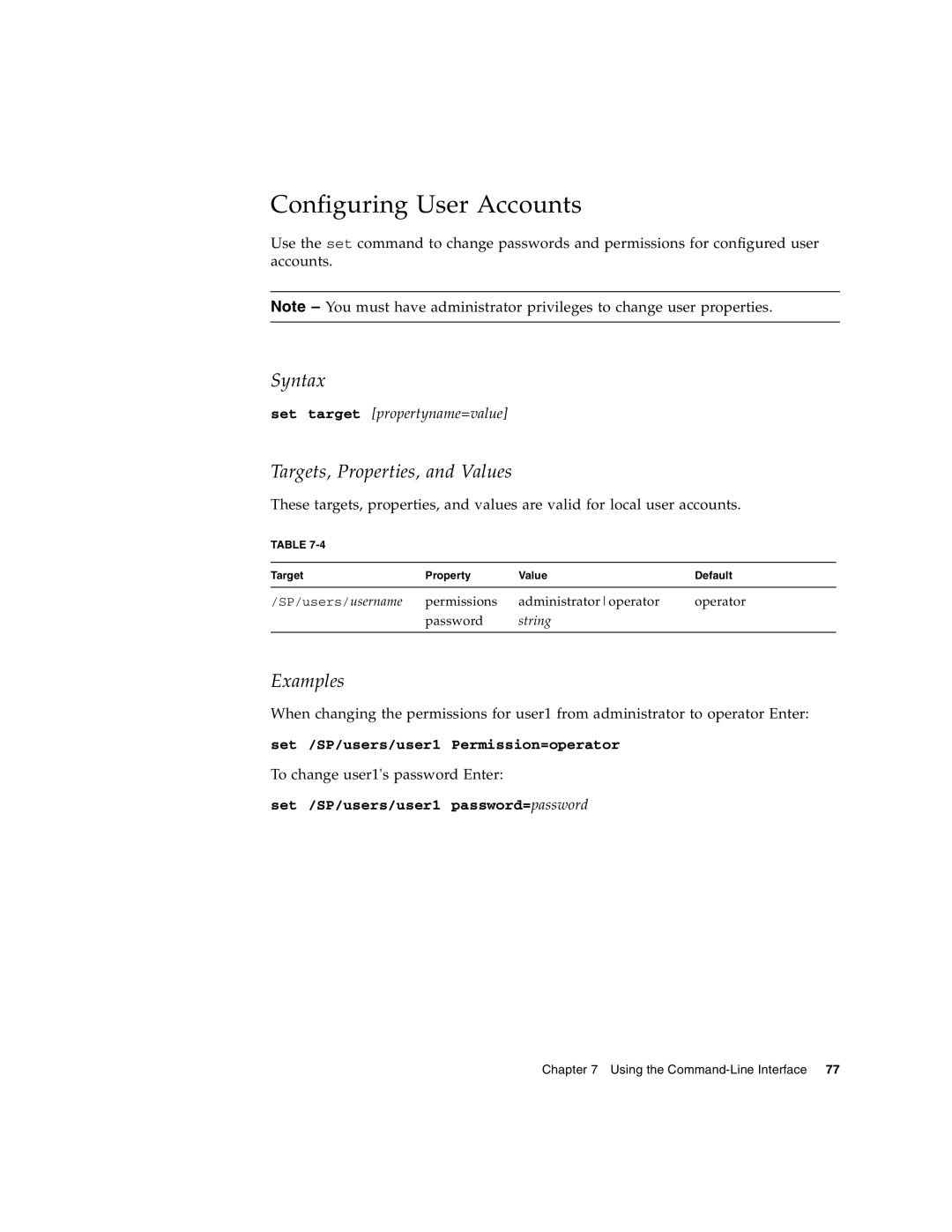 Sun Microsystems X4150 manual Configuring User Accounts 