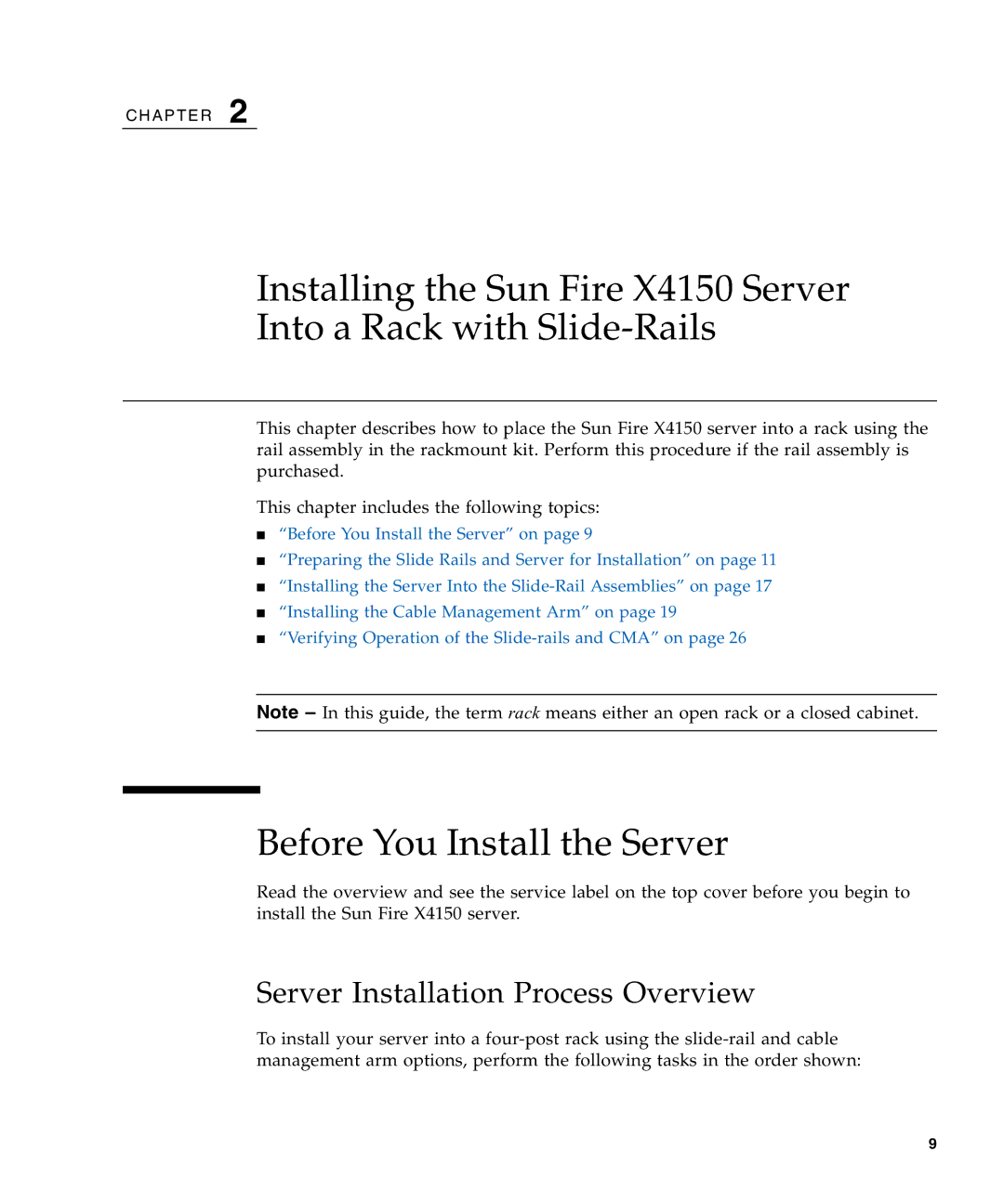 Sun Microsystems X4150 manual Before You Install the Server, Server Installation Process Overview 