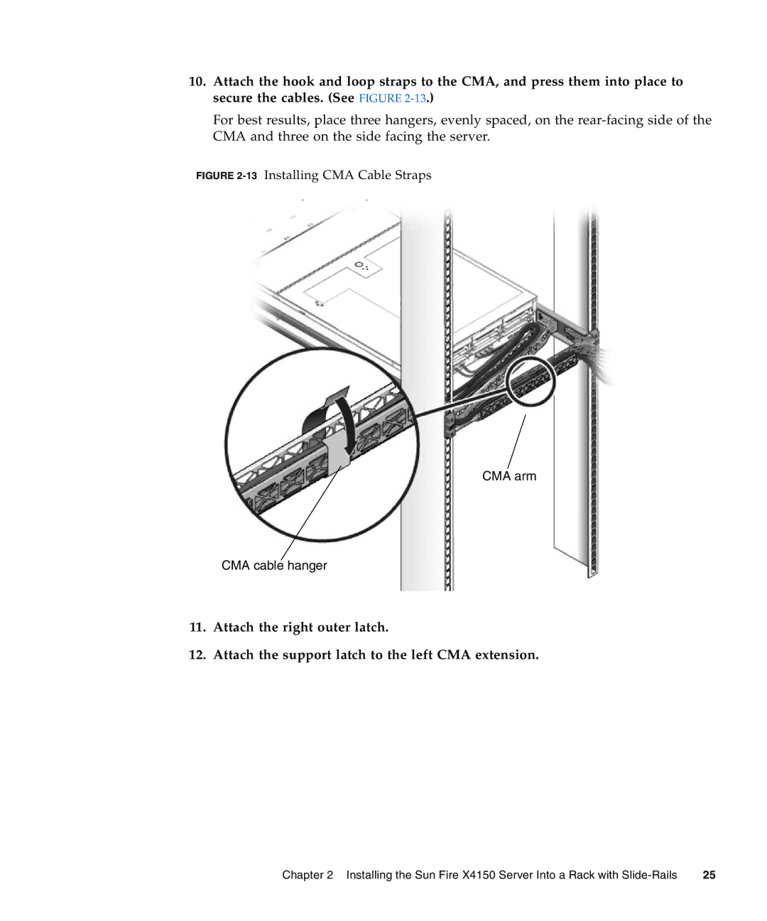 Sun Microsystems X4150 manual CMA arm CMA cable hanger 