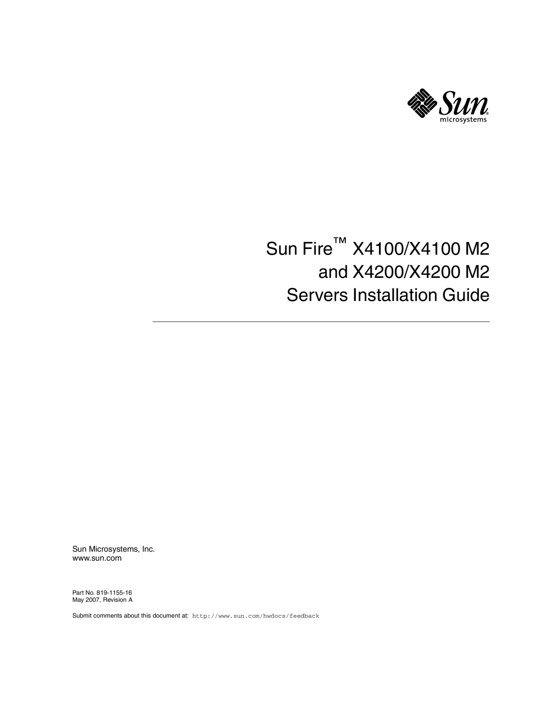 Sun Microsystems X4100 M2, X4200 M2 manual Sun Microsystems, Inc 